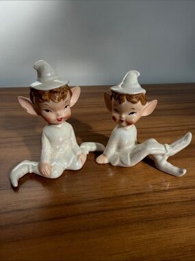 VINTAGE Pixie Elf Set Salt & Pepper Pearlized Whimsical Fairycore Made Japan